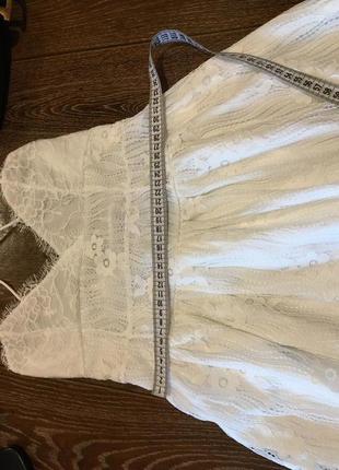Нежнейшее белоснежное кружевное платье сарафан с завязками на спине5 фото