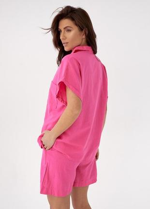 Женский летний розовый костюм шорты и рубашка m2 фото