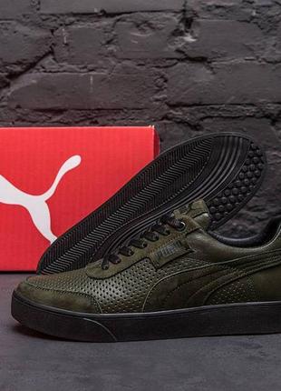 Кроссовки puma, 40-45 размер, кожа натуральная, летние,  хаки, для военных