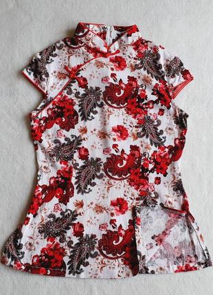 Блуза в китайском стиле, длина 60 см.