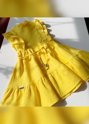 Жовта літня сукня на дівчинку льон