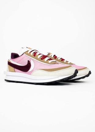 Кроссовки nike vaporwaffle sport fuschia x sacai pink, кросівки жіночі