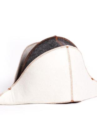 Банная шапка luxyart" наполеон комби", натуральный войлок, белый (la-069)3 фото