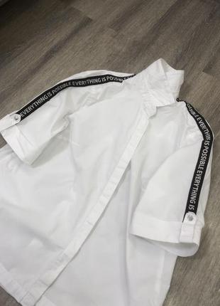 Ostin біла блуза жіноча сорочка на короткому рукаві з написом розмір xs/s у наявності оригінал ostin2 фото