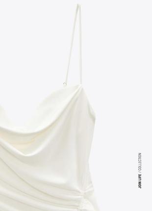 Трендовое платье zara колекция 2022 плаття миди с драпировкой сукня зара  з драпіруванням білизняного стилю6 фото