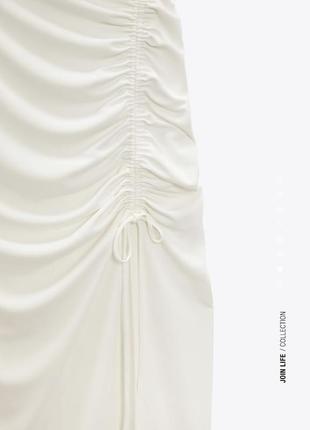 Трендовое платье zara колекция 2022 плаття миди с драпировкой сукня зара  з драпіруванням білизняного стилю7 фото