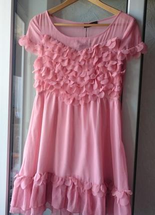Платье нарядное шелковое платье натуральный шелк платье розовое