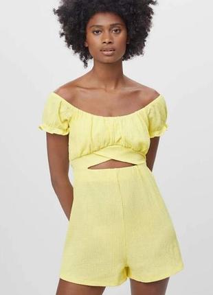 Яркий жёлтый комбинезон xs bershka