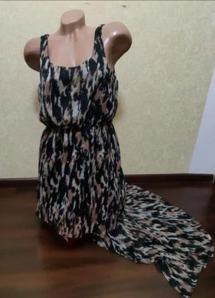 Шифоное платье - сарафан.с эффектом шлейфа