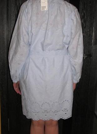 Коттоновое платье с вышивкой ришелье h&m р. xl5 фото
