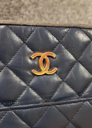 Вінтажна сумка chanel vintage 80s quilted blue tote shoulder bag7 фото