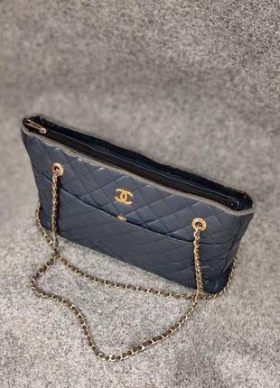 Вінтажна сумка chanel vintage 80s quilted blue tote shoulder bag3 фото