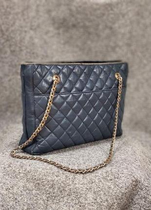 Вінтажна сумка chanel vintage 80s quilted blue tote shoulder bag6 фото