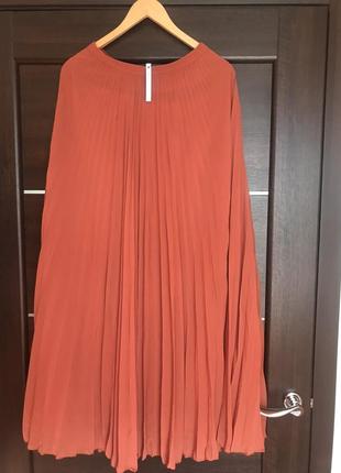 Красивая плиссированная юбка кирпичного цвета. размер-s asos7 фото