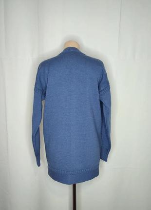 Пуловер, кофта синя вовняна, вовна, з кишенями5 фото