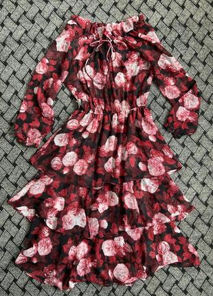 Шикарна шифонова сукня в півоніях na-kd1 фото