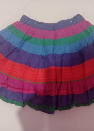 Хлопковая натуральная пышная разноцветная юбка хлопок с пайетками1 фото
