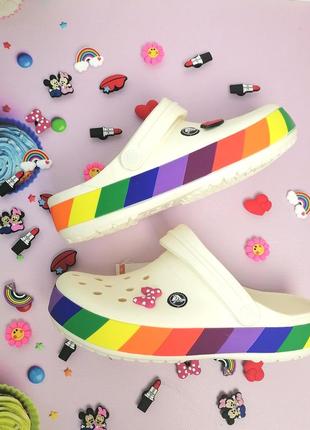 Жіночі крокси сабо crocband rainbow block clog white / multi1 фото