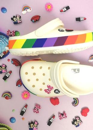 Жіночі крокси сабо crocband rainbow block clog white / multi2 фото