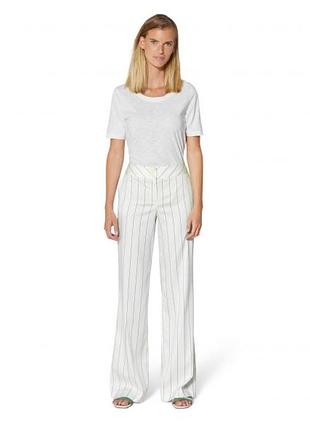 Белые широкие брюки в полоску летние клёш брюки штани білі