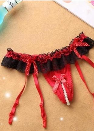 Поясок для чулков сдельный с трусиками 2 в 1