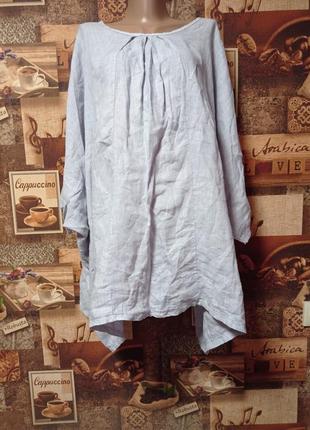 Льняна блузка розлітайка,100%льон,one size,італія1 фото