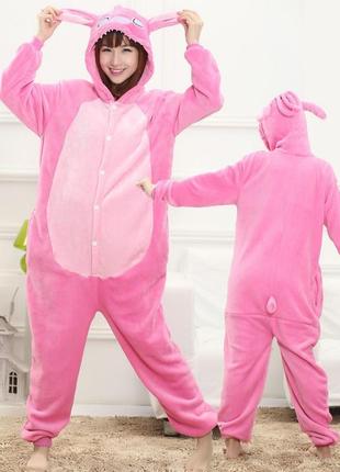 Піжама кигуруми для дітей і дорослих рожевий стіч | кенгуруми