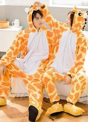 Пижама кигуруми для детей и взрослых жираф желтый  | кенгуруми