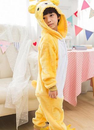 Пижама кигуруми для детей и взрослых рилакума желтый медведь  | кенгуруми