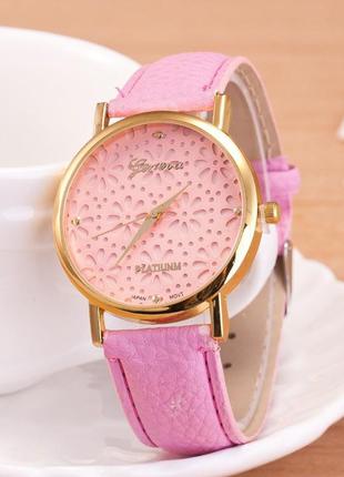 Часы женские женева geneva цветы розовые