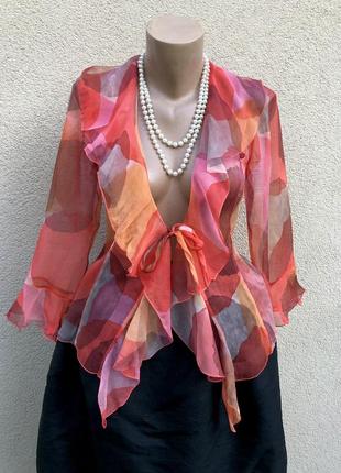 Шелк100%,блуза с рюшами,воланы,премиум бренд,un jour ailleurs,paris1 фото