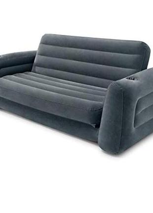 Надувной диван intex 66552, 203 х 224 х 66 см. флокированный диван трансформер 2 в 1