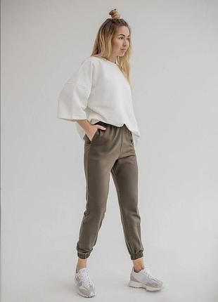 Повсякденні штани, р. уні 42-44, бавовна+еластан, хакі