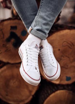 Converse all star white класичні білі низькі кеді конверс унісекс чоловічі жіночі весна літо трендова модель низькі білі кеди