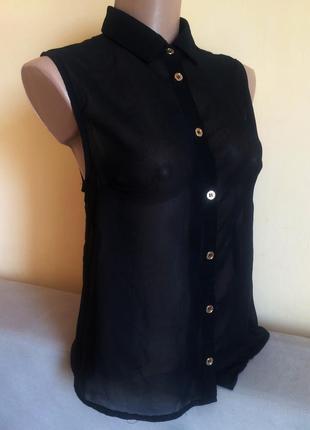 Чорна блуза сорочка рубашка без рукавів шифон cameo rose1 фото