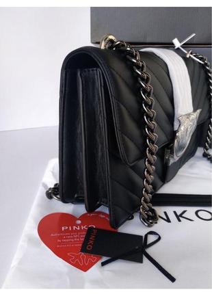 Кожаная сумка на цепочке pinko, цвет чёрный3 фото