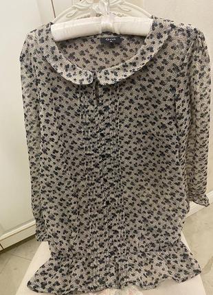 Шифонова блуза/блузка /сорочка з довгим рукавом в дрібну квіточку gina3 фото