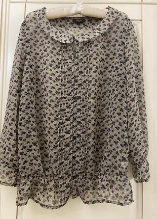 Шифонова блуза/блузка /сорочка з довгим рукавом в дрібну квіточку gina