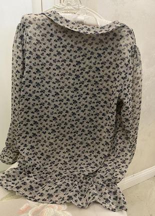 Шифоновая блуза/блузка /рубашка с длинным рукавом в мелкий цветочек gina8 фото