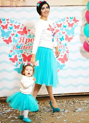 Бірюзовий familylook спідниця пачка
