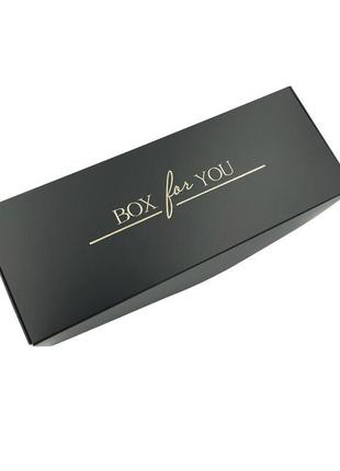 Подарункова коробка чорна з золотим написом box for you1 фото