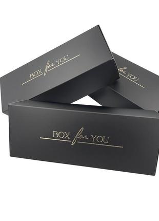 Подарункова коробка чорна з золотим написом box for you3 фото