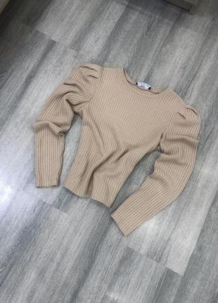 Bershka женская водоласка кофта оригинал в наличии размер xs/s бежевая светлая с обменными рукавами рукавами фанариками bershka