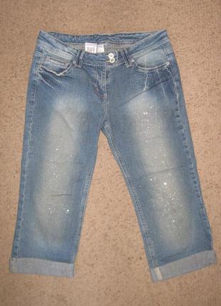 Бриджи джинсовые в блестках и стразах