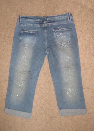 Бриджи джинсовые в блестках и стразах
