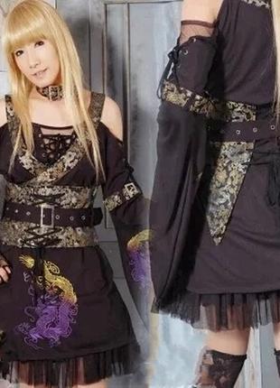 Крутой костюм в стиле аниме готик лолита кимоно с корсетом gothic lolita & punk glp2 фото