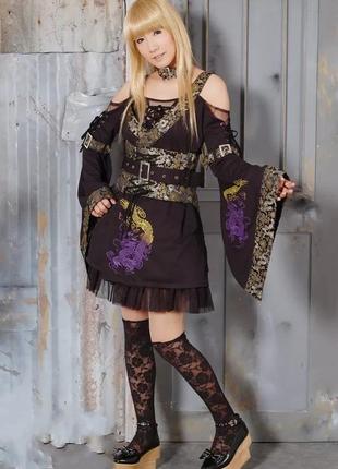 Крутой костюм в стиле аниме готик лолита кимоно с корсетом gothic lolita & punk glp