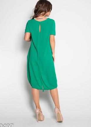 Зелене вільний сукня з короткими рукавами3 фото