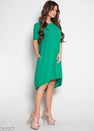 Зелене вільний сукня з короткими рукавами2 фото
