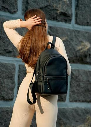 Стильний чорний універчальний вмісткий жіночий рюкзак6 фото